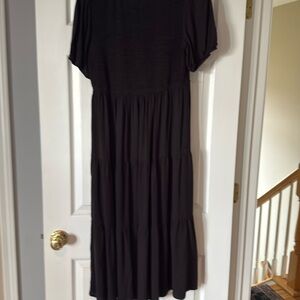 Black smock top tiered ruffle dress